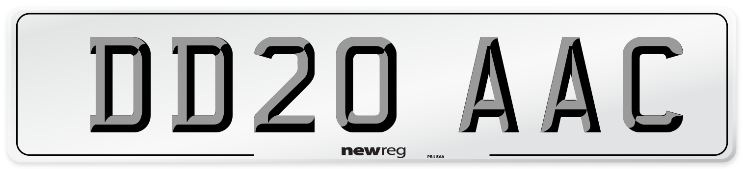 DD20 AAC Number Plate from New Reg